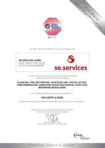 Zertifikat se.services DIN 14675-2:2018